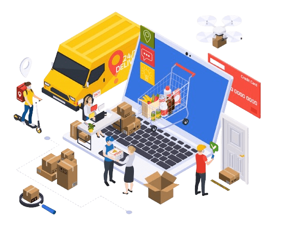 Sales and distribution delivery service illustration